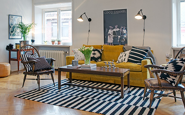 Photo appartement design ethnique beige et noir : Déco Photo Deco