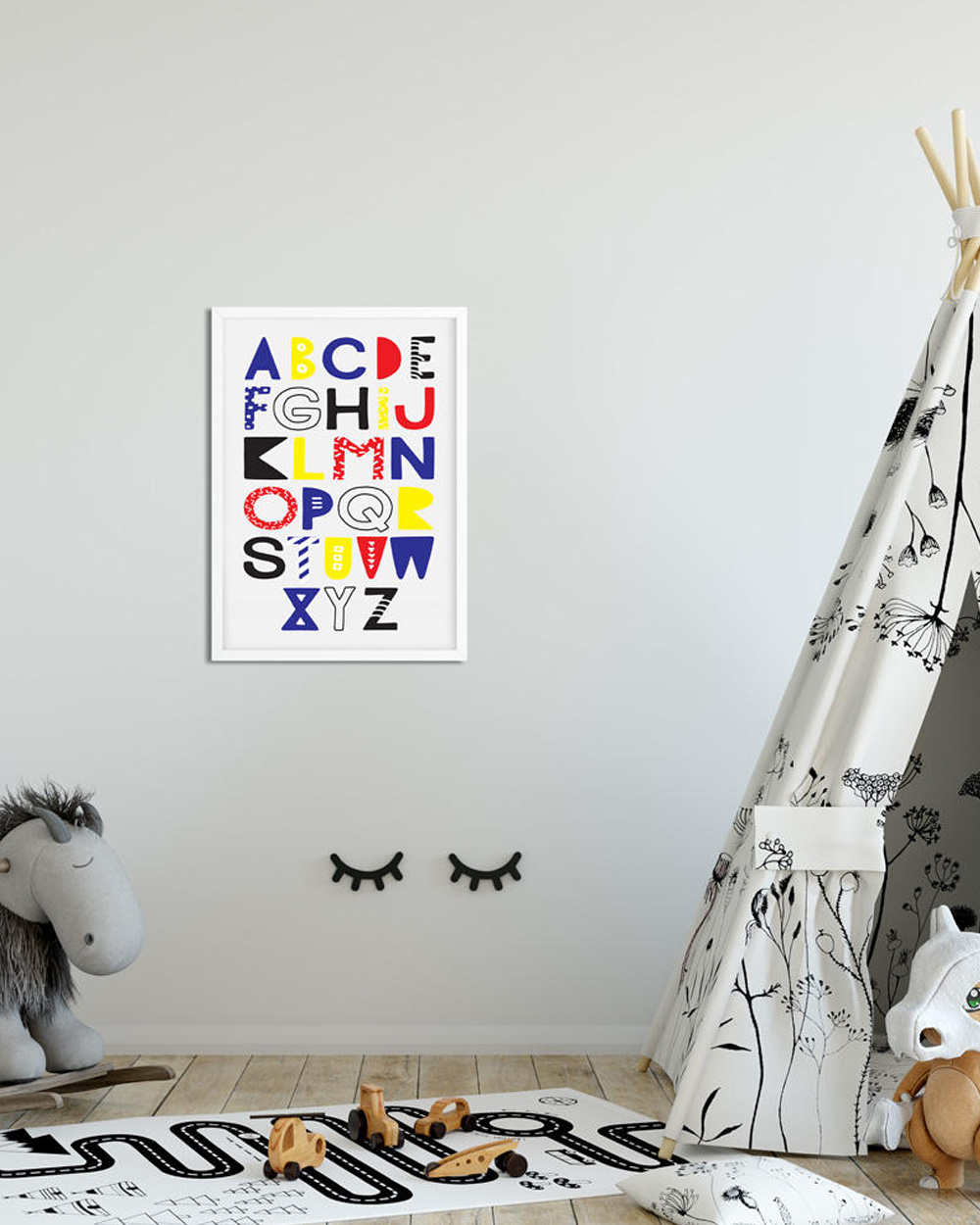 affiche typographique alphabet colorée enfant