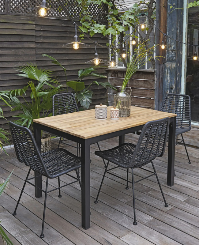 table jardin noir bois