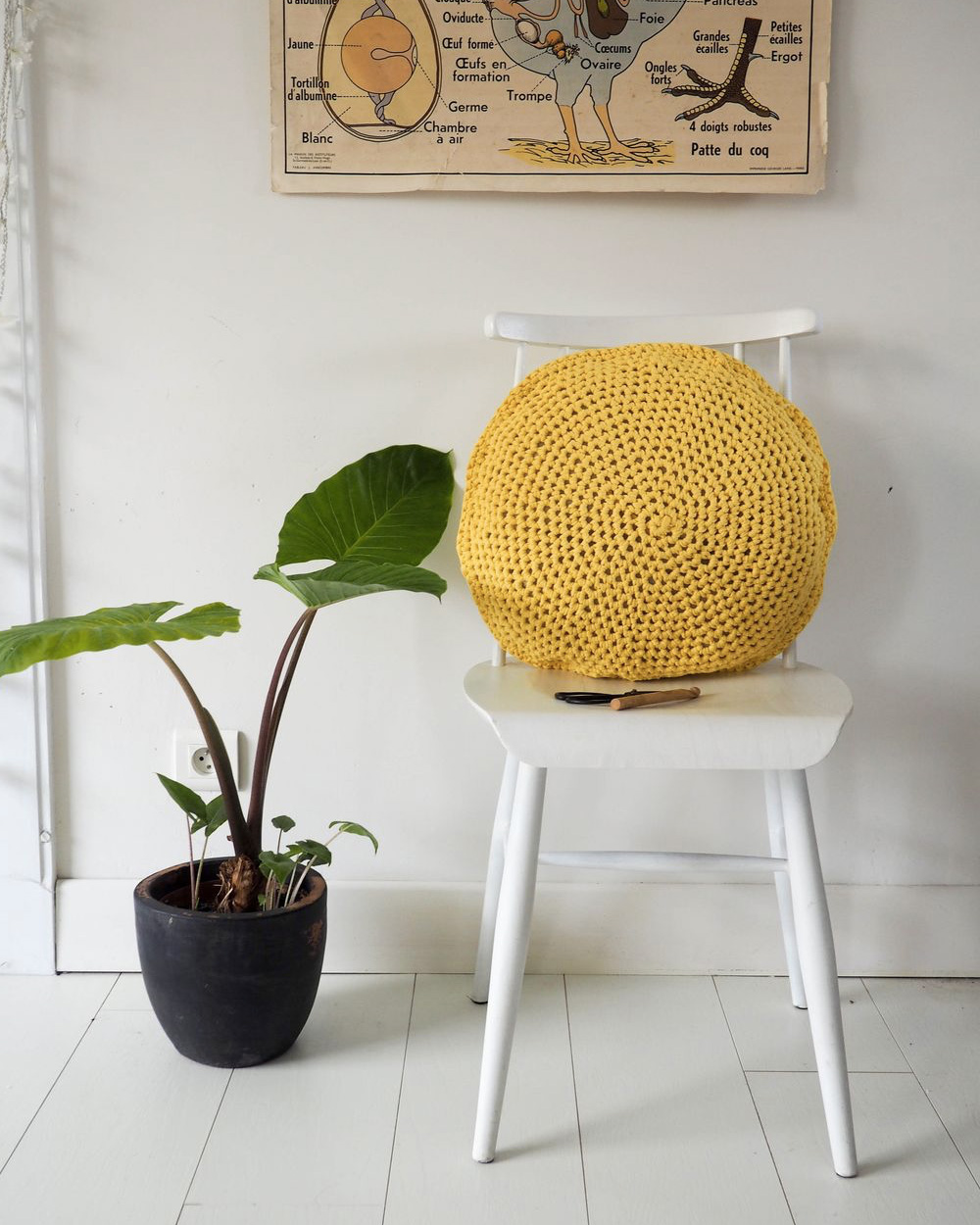 coussin tricot diy rond