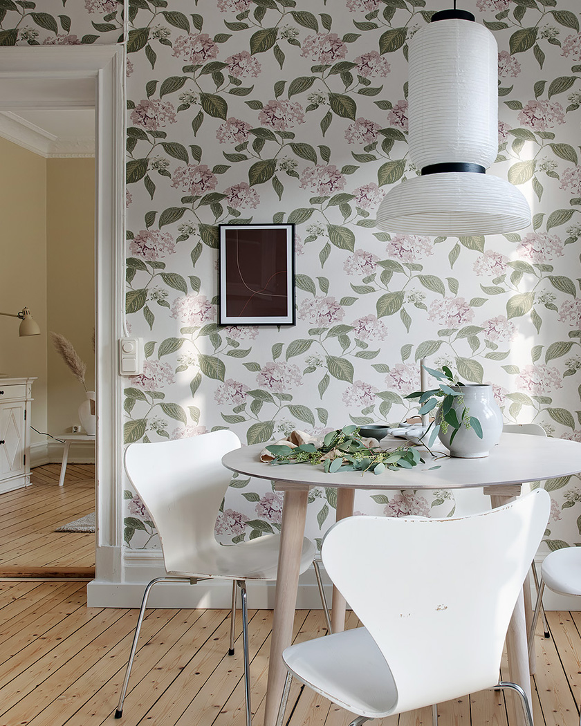 cuisine scandinave papier peint floral