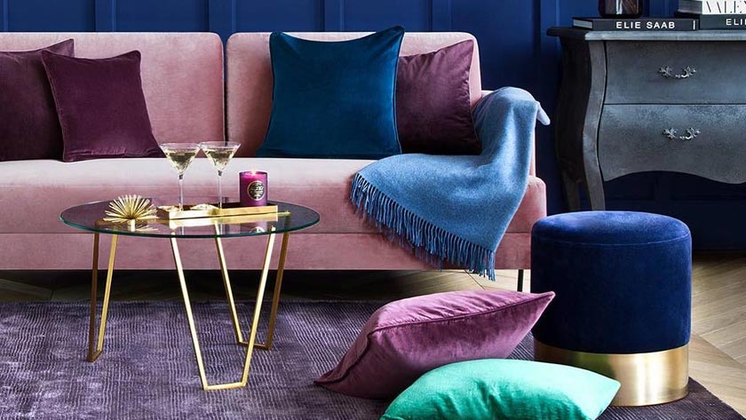 tapis persan deco salon moderne violet