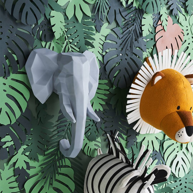 trophée mural jungle enfant éléphant lampe