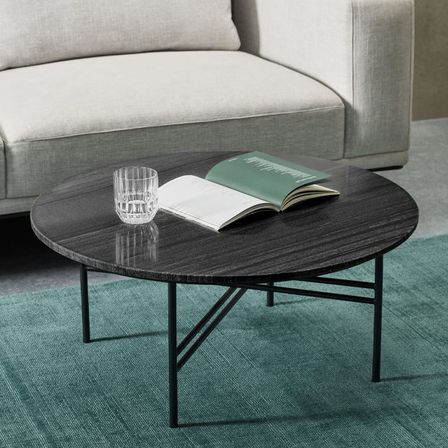 table basse ronde marbre noir