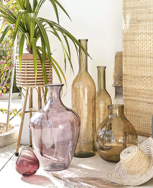 vase cache pot tressage naturel bambou metal