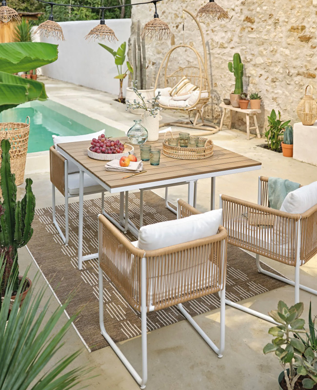 table jardin fauteuils blanc bois
