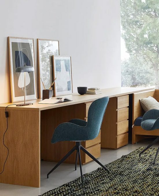 Boîte de Rangement de Bureau, Organiseur de Bureau 5 Compartiments en Bois, Multifonctionnelle