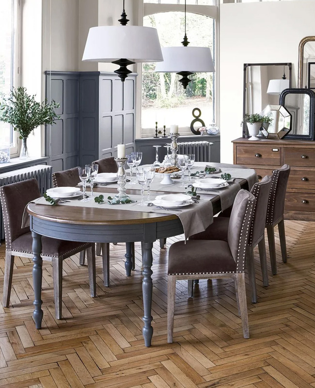 table extensible gris bois