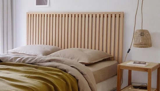 Tête de lit de rangement avec étagère chêne artisanal 160 cm