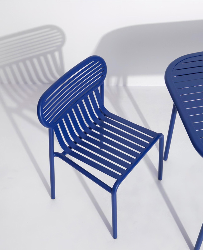 chaise jardin bleu klein metal