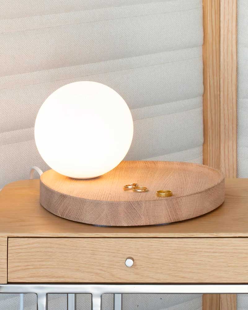 lampe opaline plateau bois