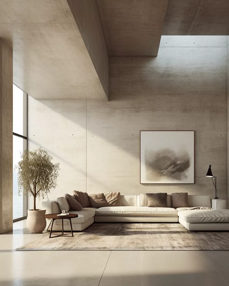 deco salon minimaliste beton