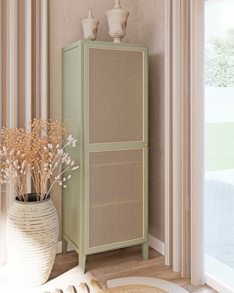 armoire cannage vert sauge
