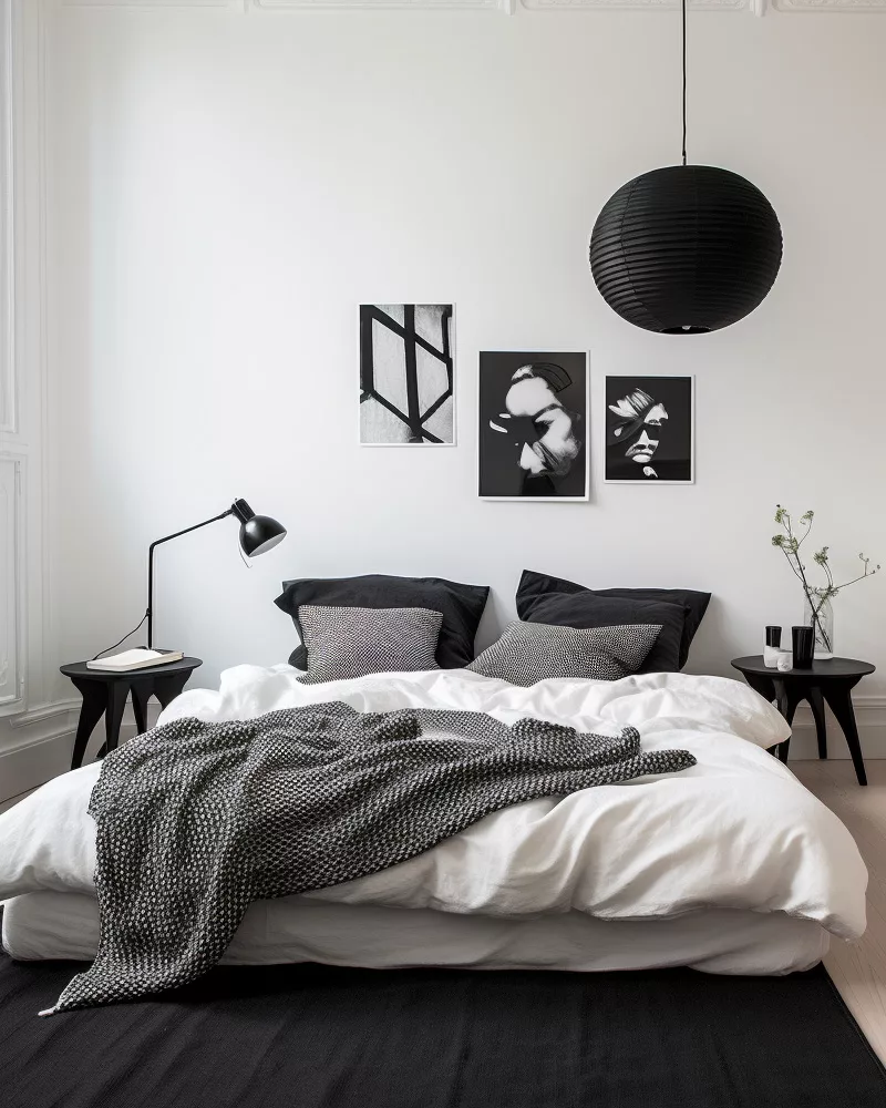 deco minimaliste noir blanc chambre