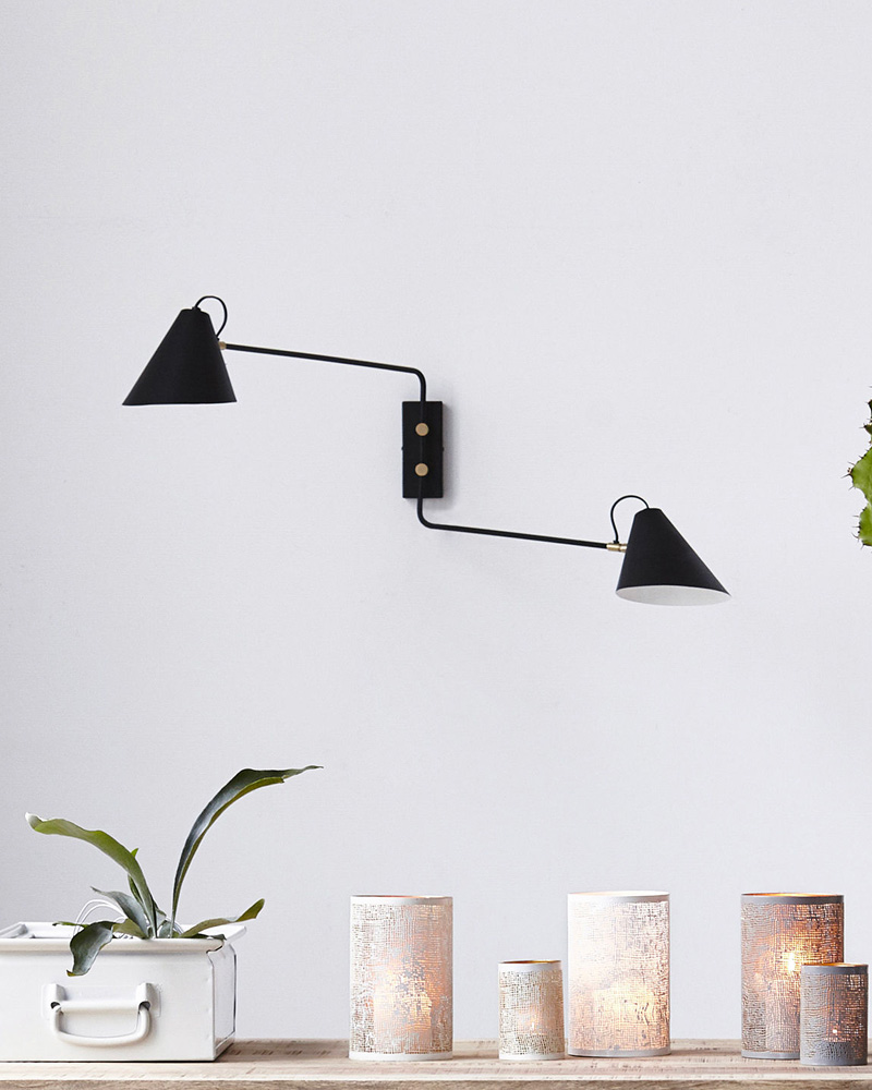 applique murale double noire