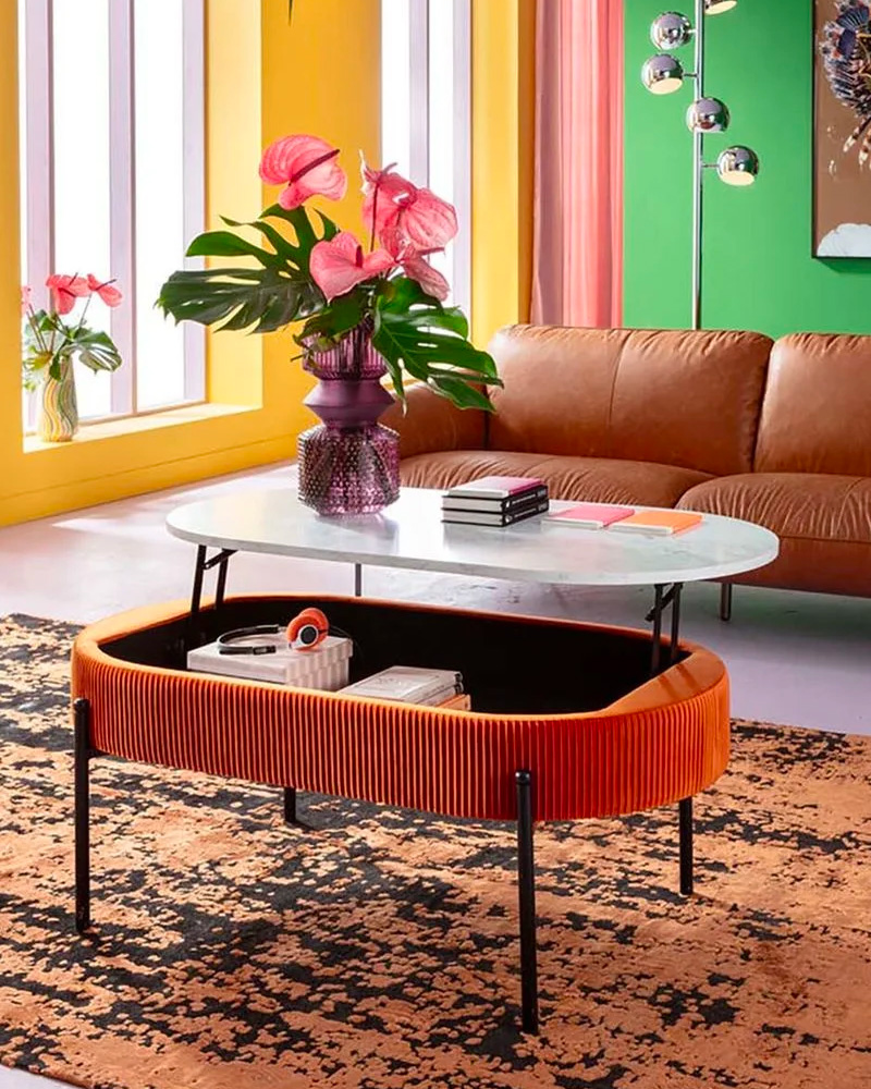 table basse relevable marbre blanc