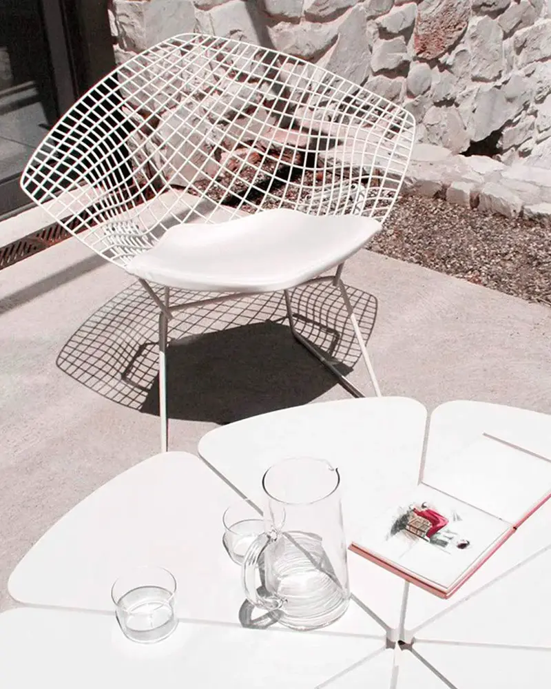 diamond chair blanche bertoia deco terrasse