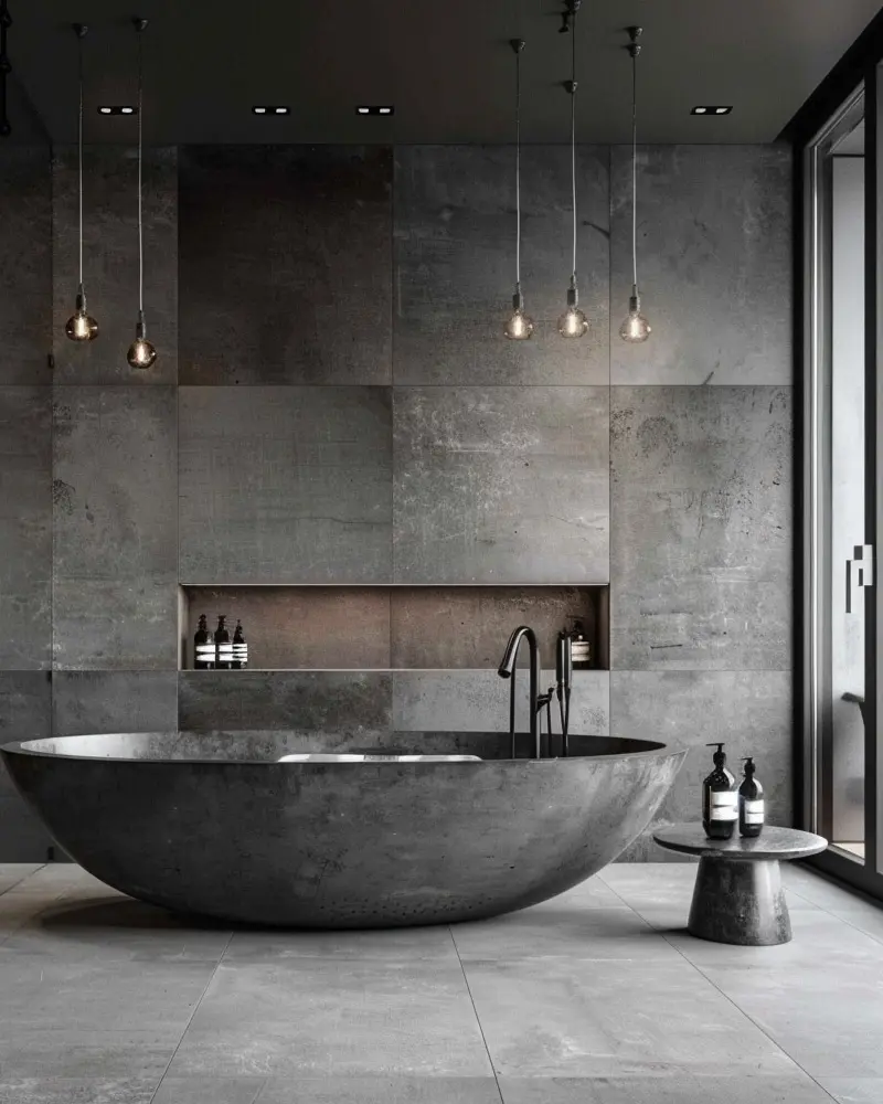 deco salle de bain gris moderne