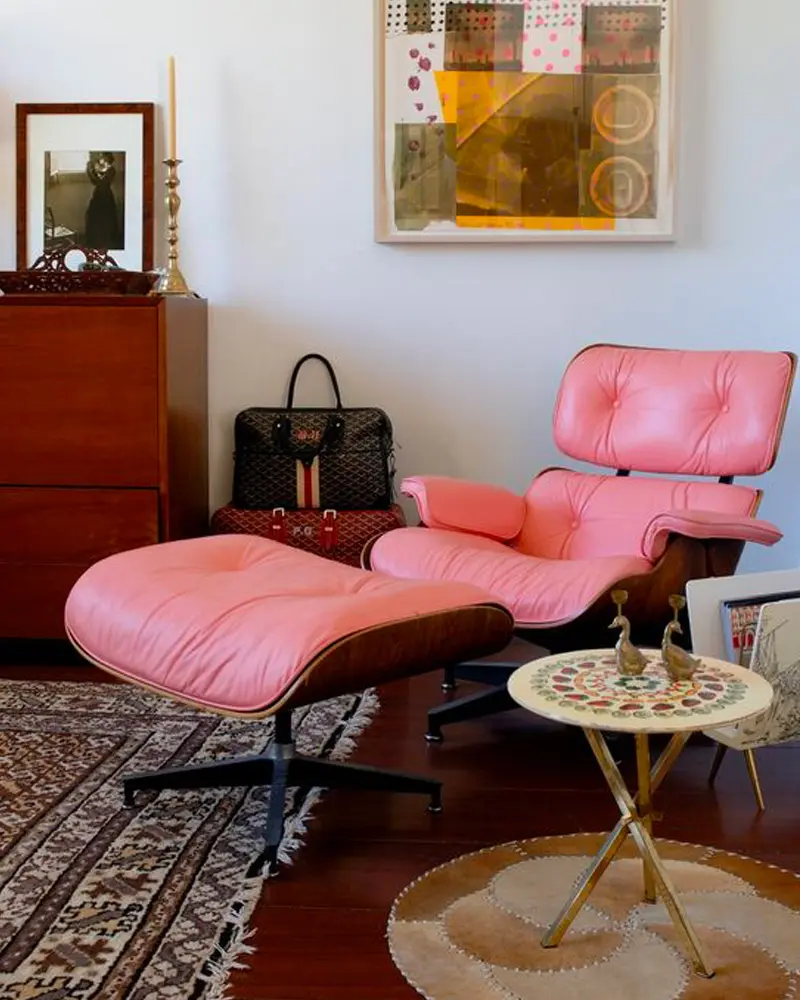 fauteuil lounge chair Eames vintage rose