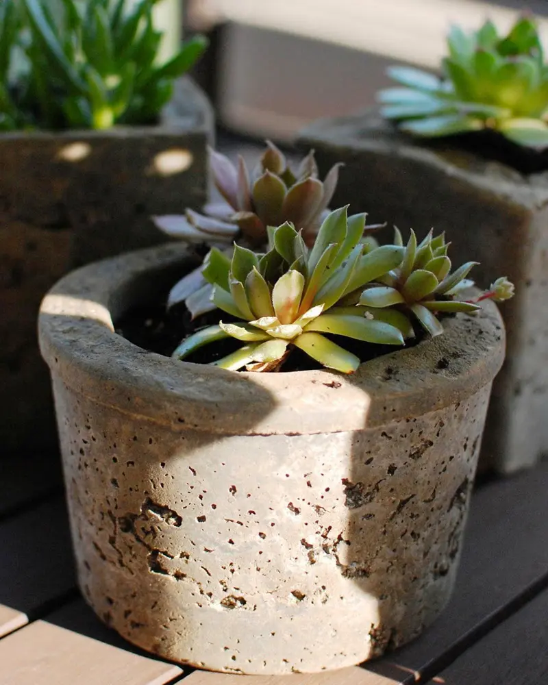 mini pot fleur beton rond diy