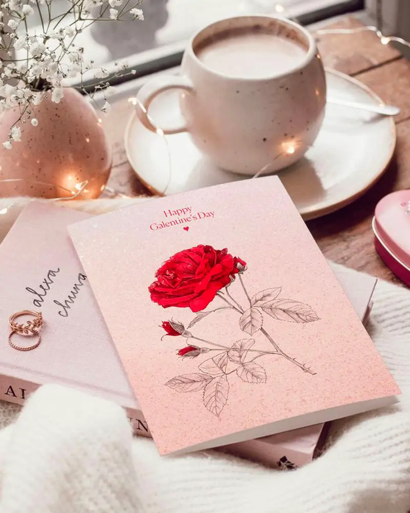 carte Saint Valentin rose a imprimer diy