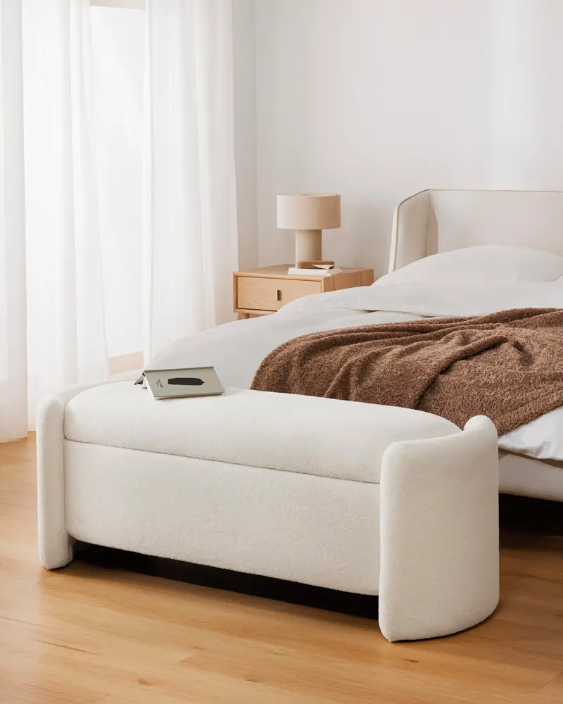 deco chambre banc tissu bouclette