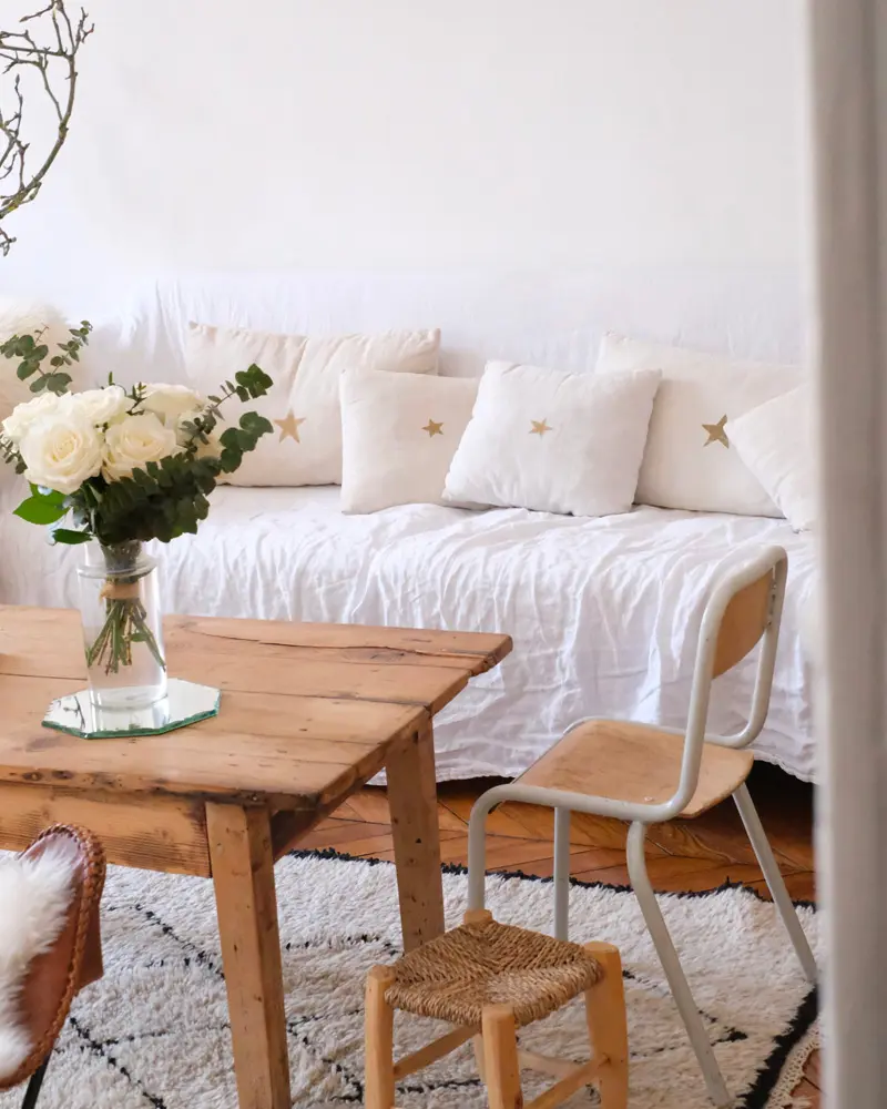 deco salon boheme blanc bois