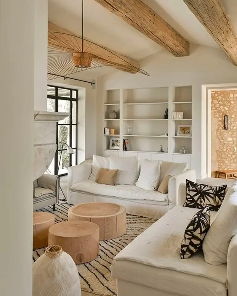 deco salon boheme beige bois