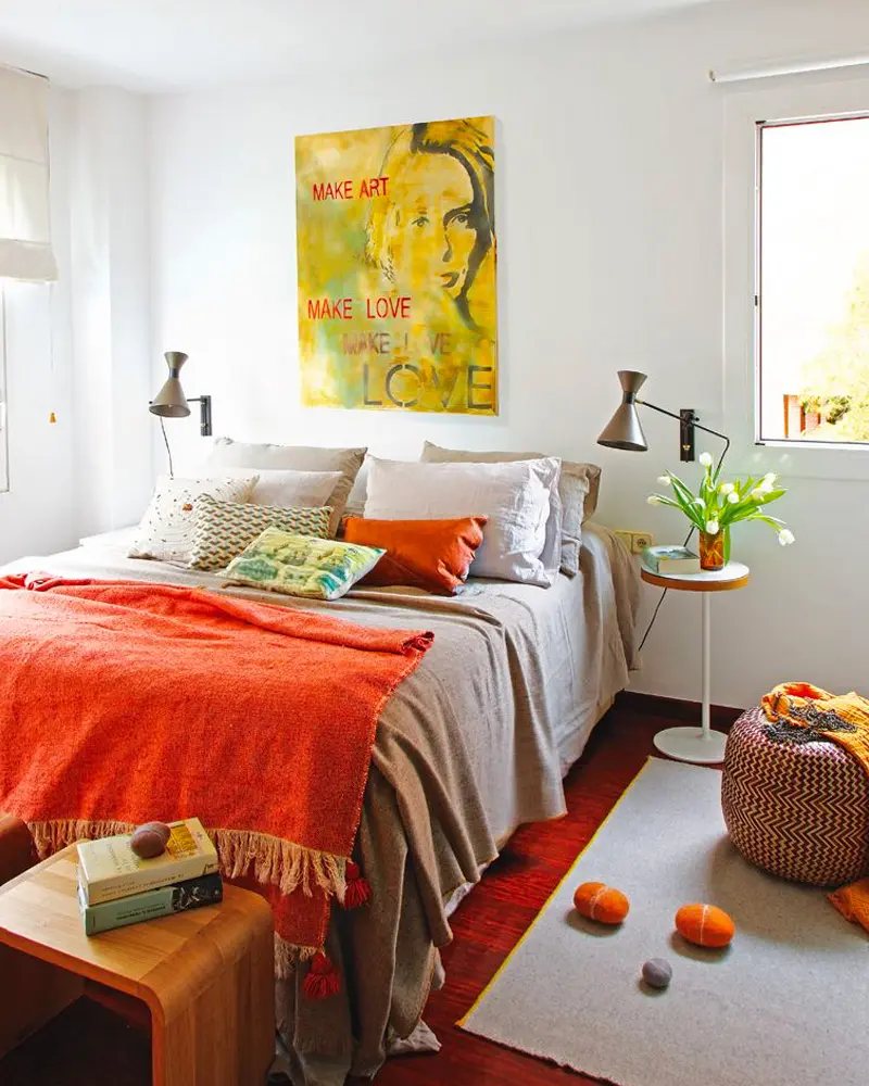 deco appartement vintage orange chambre