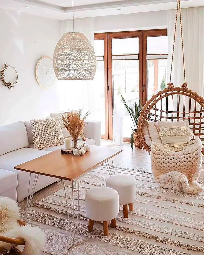 deco salon boheme rotin