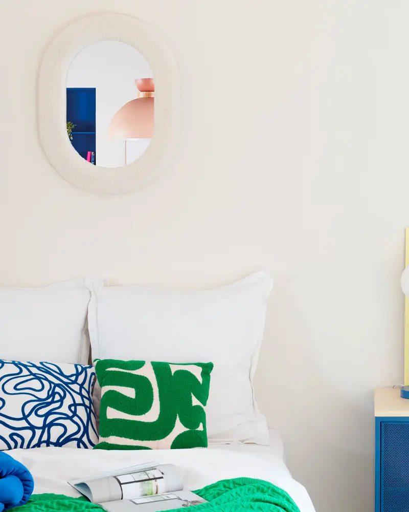 miroir ovale tissu bouclette