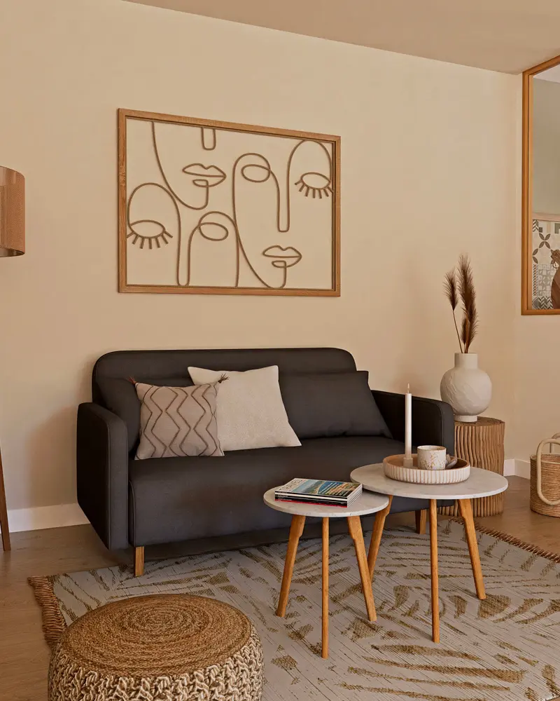 tableau visage rotin