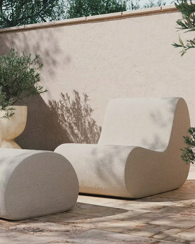 fauteuil lounge tissu bouclette