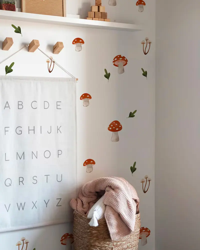 papier peint champignon deco chambre enfant