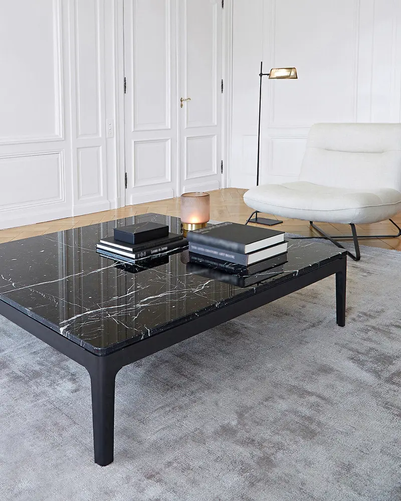 table basse carrée marbre noir
