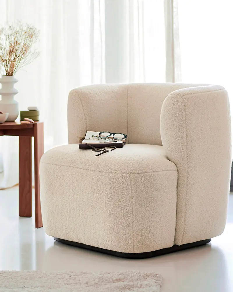 fauteuil tissu bouclette