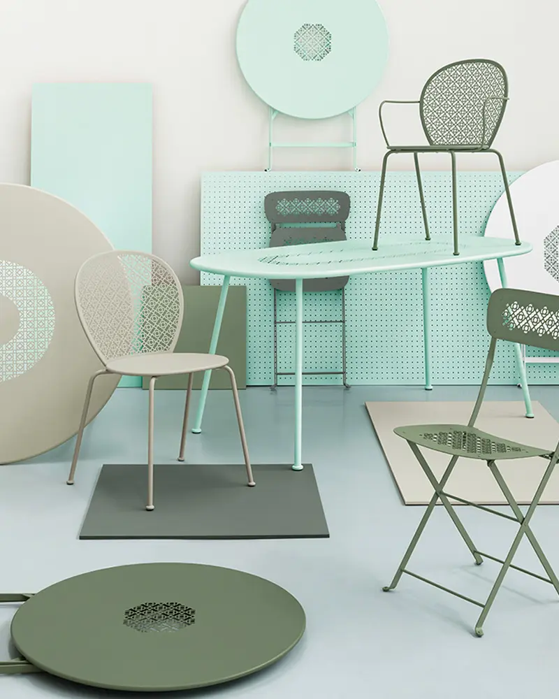 chaise jardin perfore