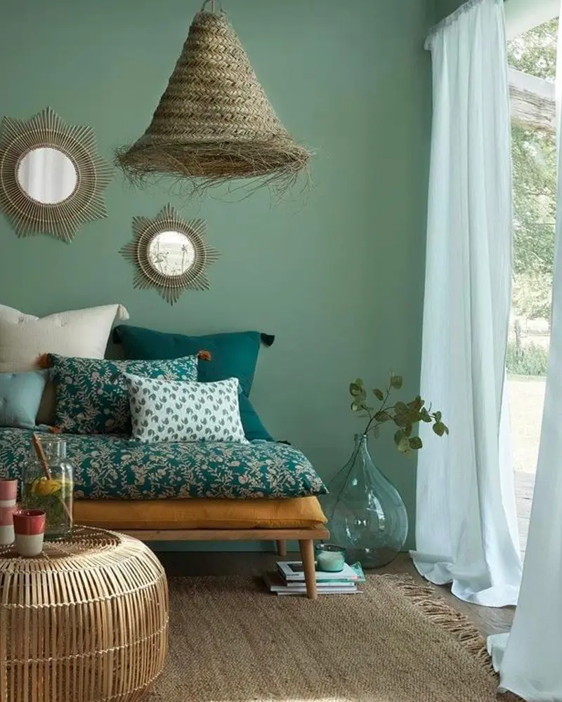 deco salon boheme nature vert