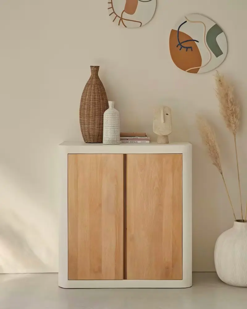 statuette visage ciment beige