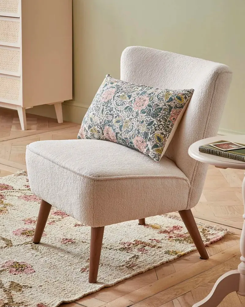 fauteuil vintage tissu bouclette