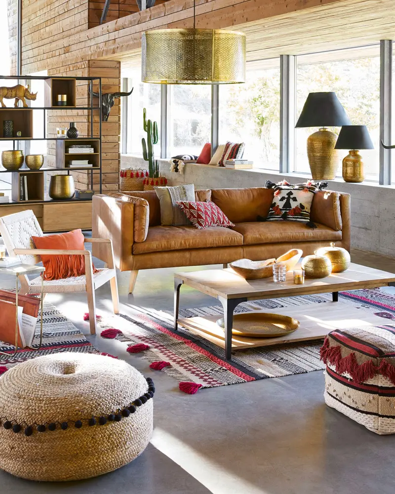 deco salon boheme industriel bois