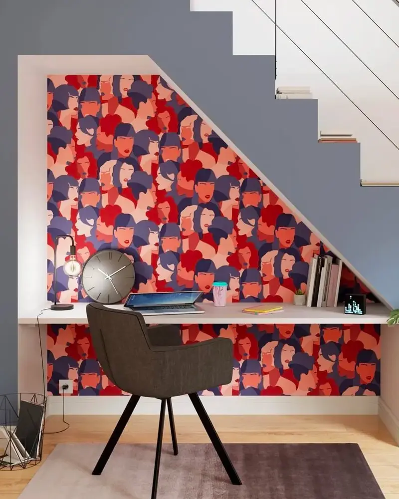 papier peint visage deco bureau