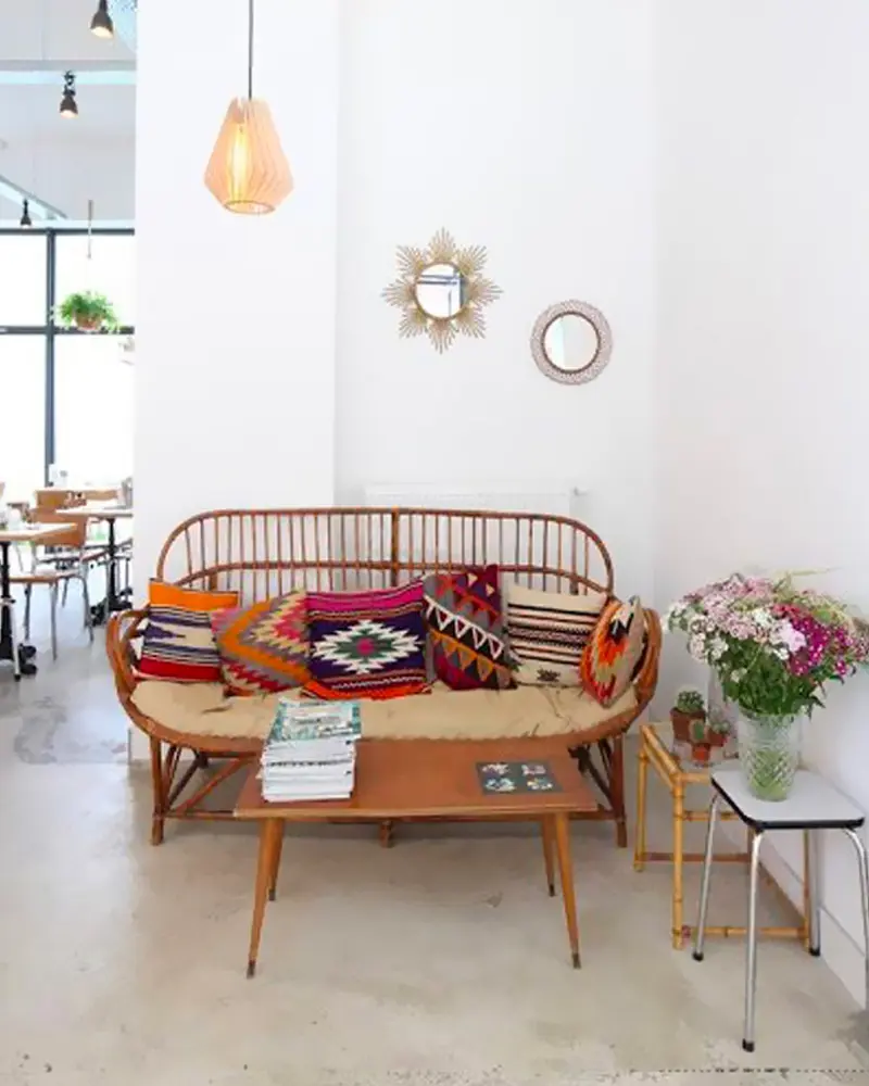 canape rotin deco boheme vintage