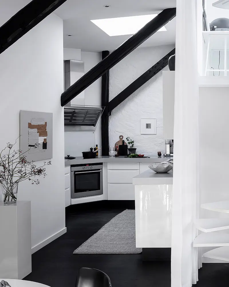 deco appartement moderne noir blanc cuisine