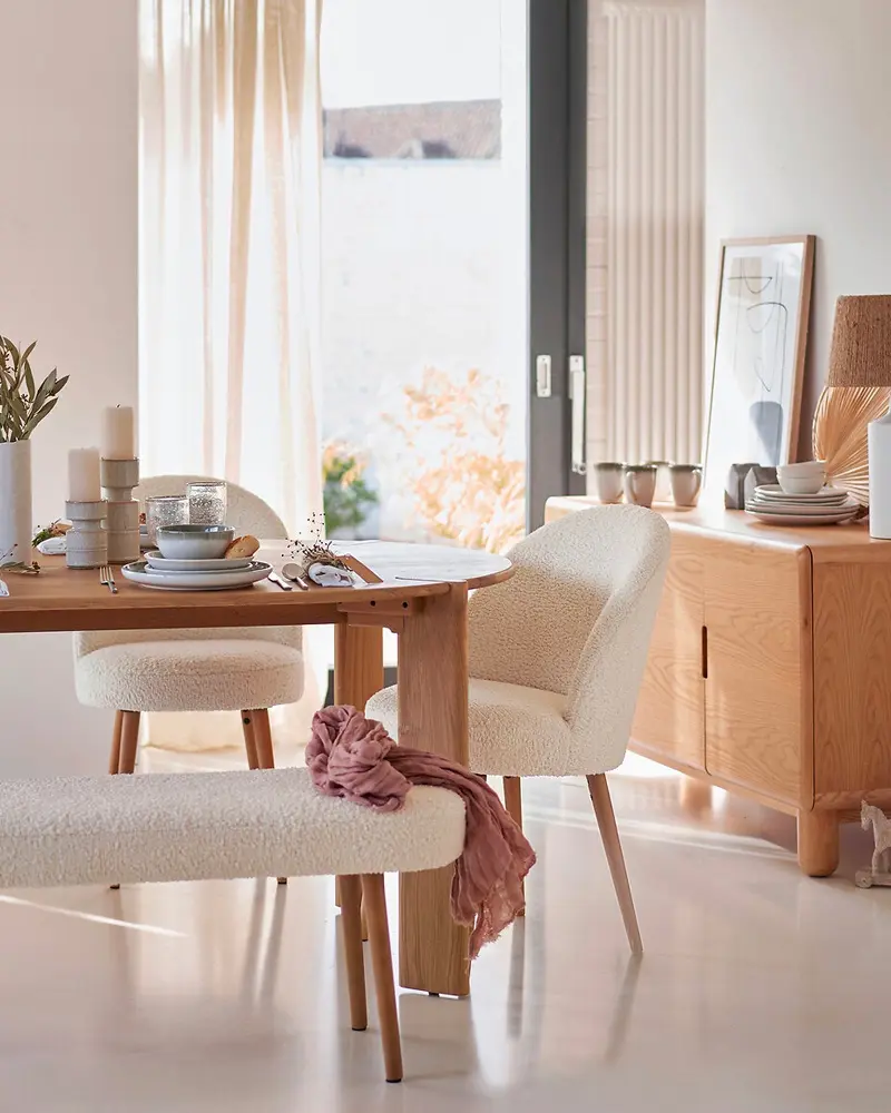 deco salle a manger cosy chaise tissu bouclette