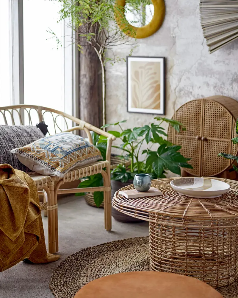 deco salon boheme rotin