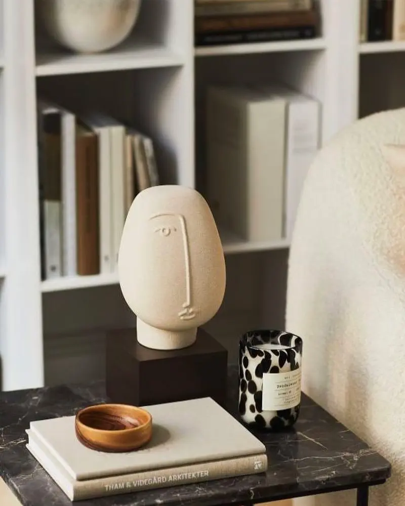 statue visage deco salon