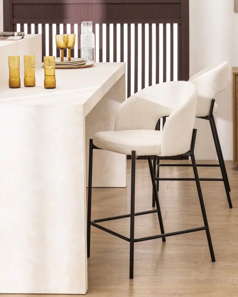 tabouret bar cuisine tissu bouclette
