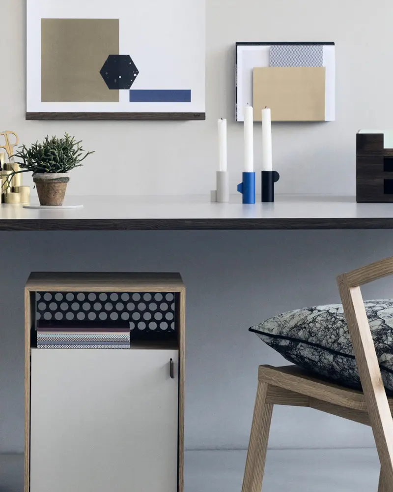 meuble rangement chevet metal perfore bois