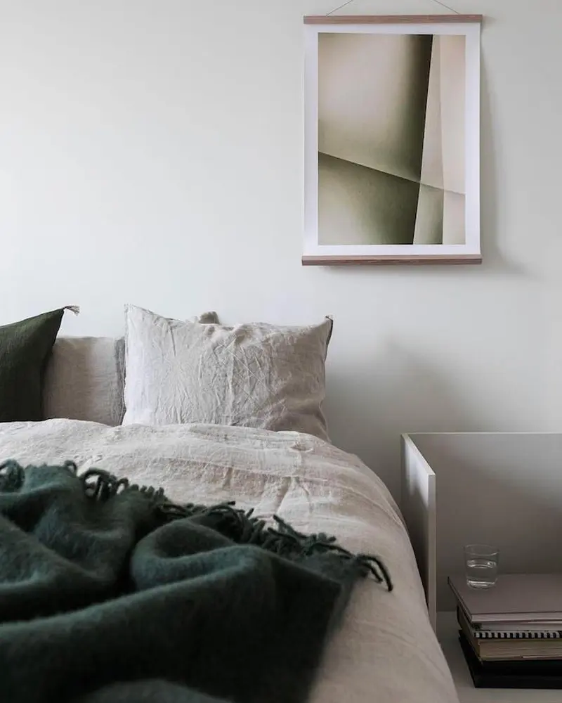deco chambre minimaliste vert gris
